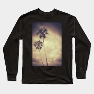 Sepia Toned Retro Palms Long Sleeve T-Shirt